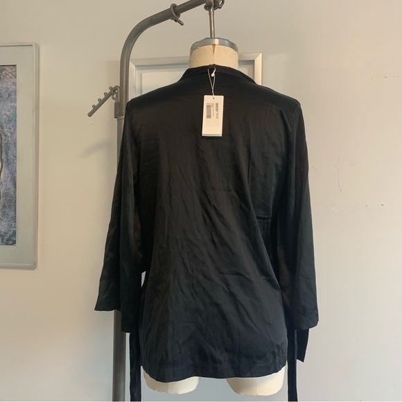Eileen Fisher Silk Blend V-Neck Black Wrap Top NWT - Picture 3 of 6